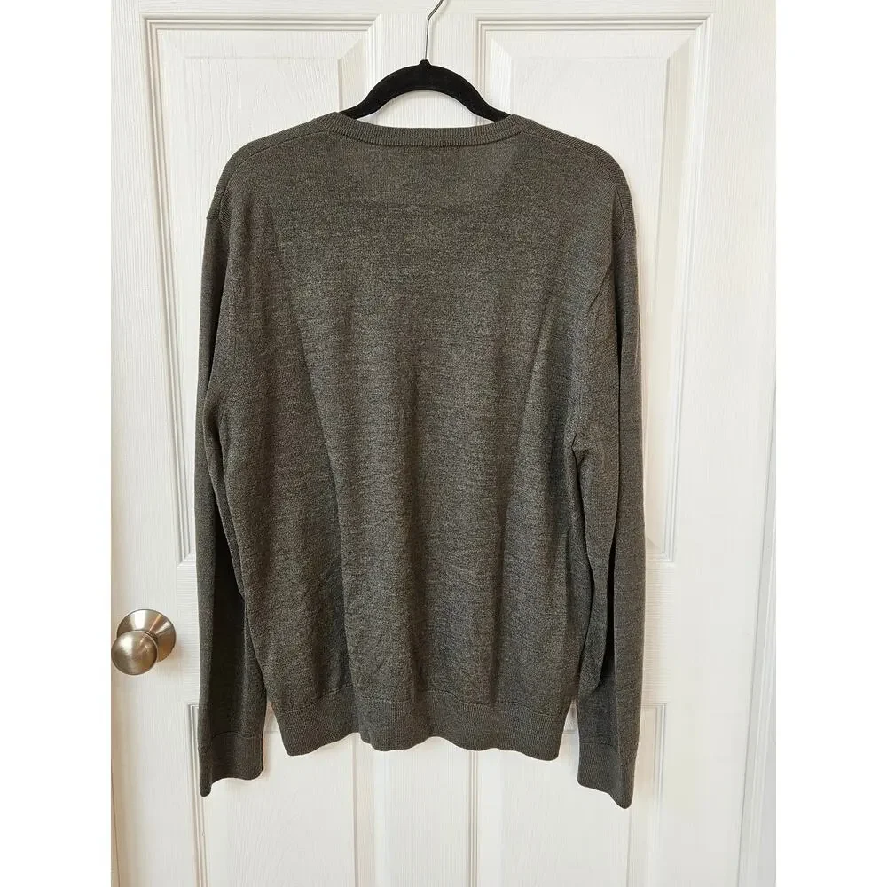 Banana Republic Men’s Large 100% Merino Wool V-Neck Sweater Olive Green